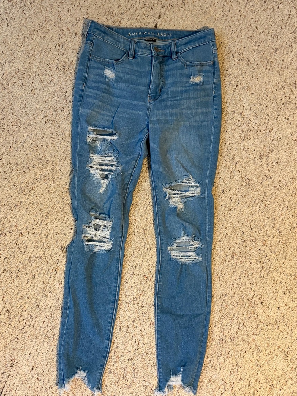 American Eagle Outfitters Distressed Blue Skinny Jeans